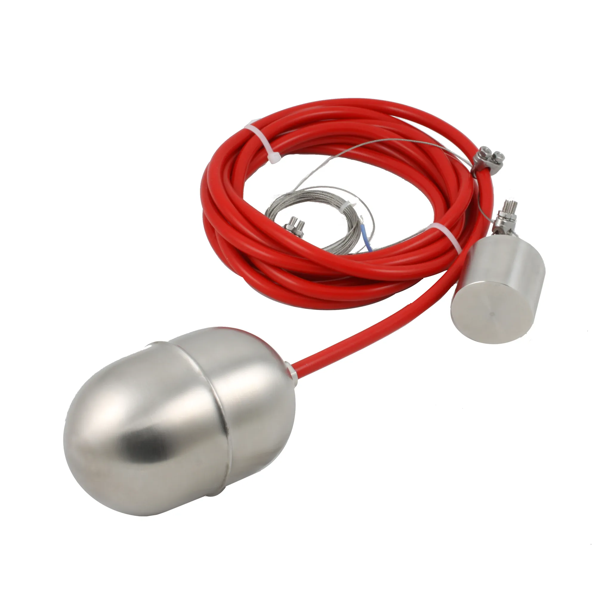 Поплавковый датчик уровня жидкости, исполнение на кабеле 10 м, -10 +180 С, поплавок- нерж. сталь, кабель- силикон