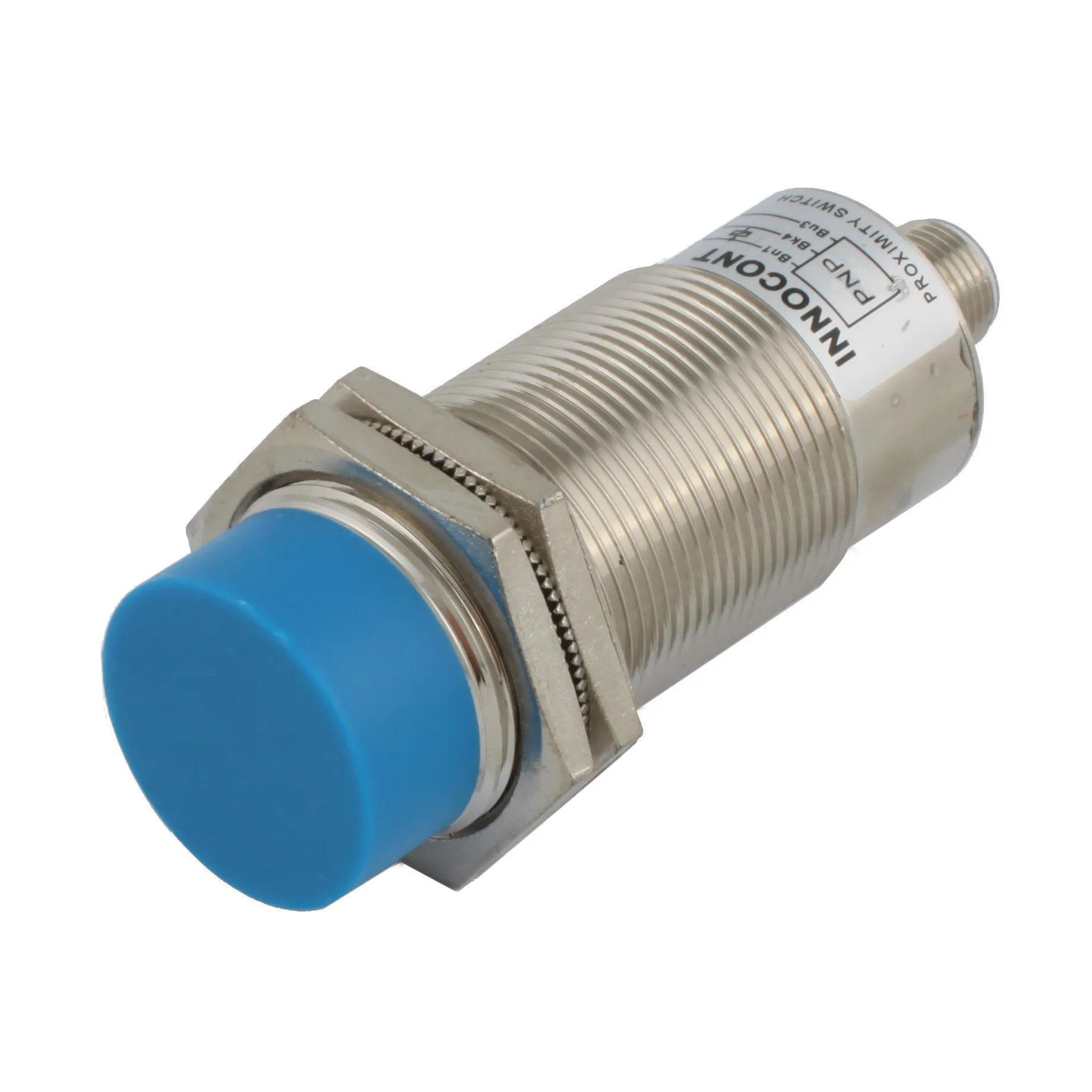 INNOCONT Индуктивный датчик, M30x1,5, L=78 мм, неэкранированный, зона срабатывания 15 мм, -25 +60 С, 12…24 VDC, IP67, выход: PNP NO, макс. ток 200 мА, разъем M12 SLI-30P15C