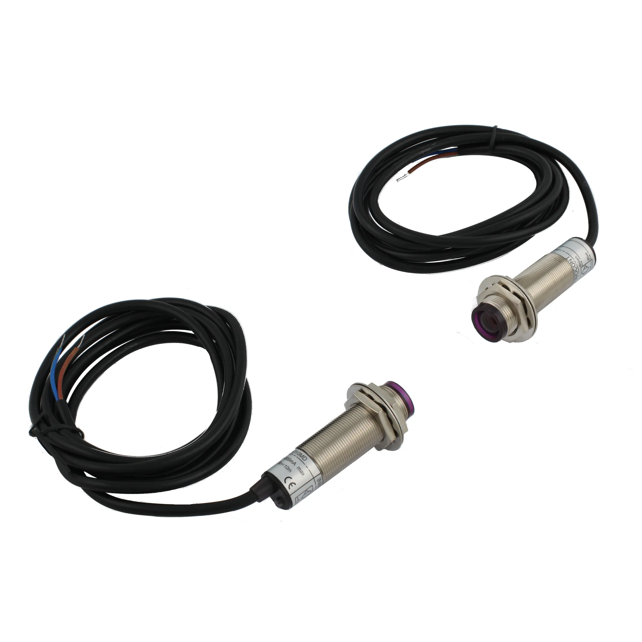 INNOCONT Фотодатчик на пересечение луча (приемник+передатчик), М18x1, зона срабатывания до 10 м, -10 +60 С, 12…24 VDC, IP67, выход: NРN NO, макс. ток 200 мА, время реакции 5 мс, кабель 2 м PES-T18-NO10MD