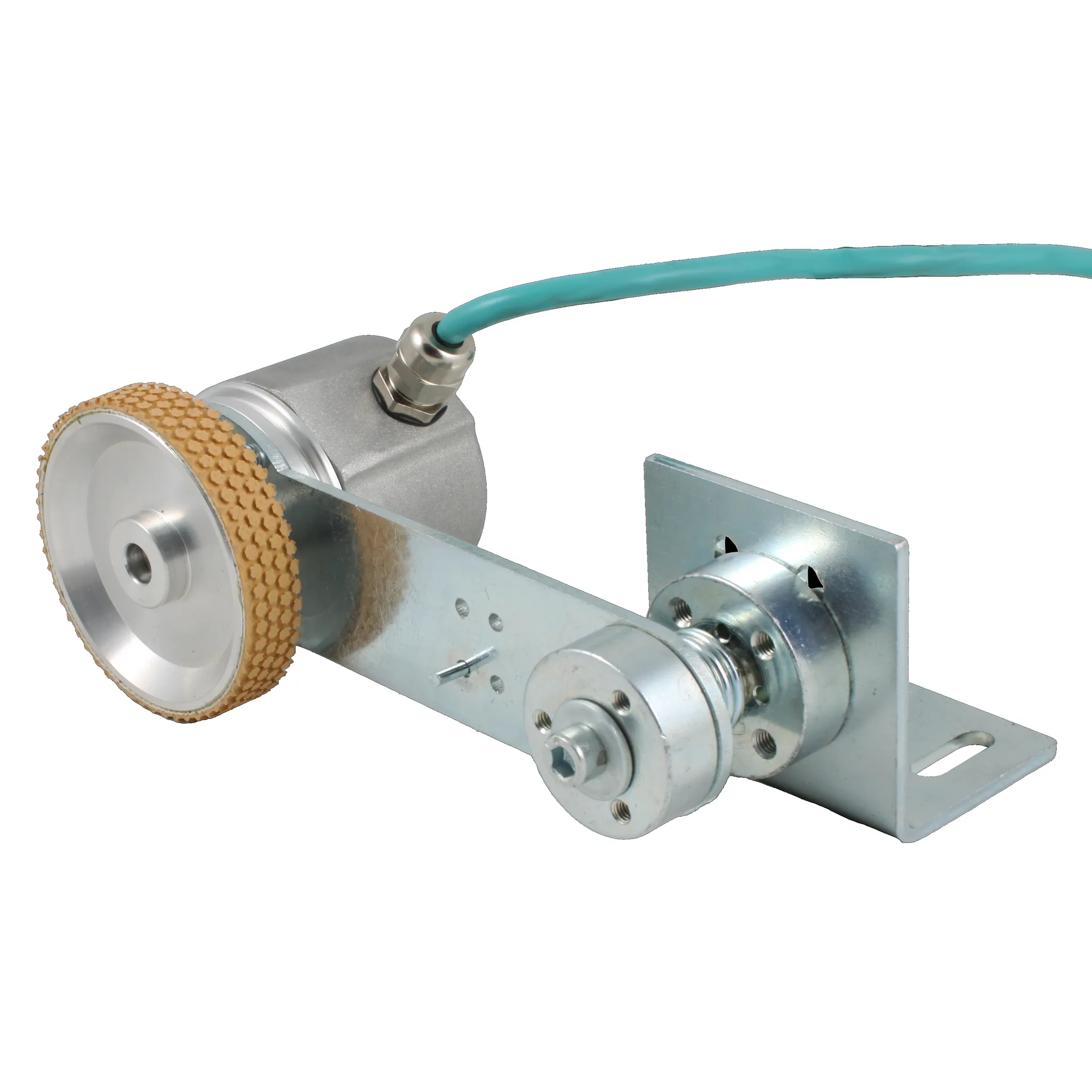 Инкрементальный энкодер D=50мм с мерным колесом L=200мм, контактная поверхность - резина, профиль ребристый, 1имп/0,5мм, 5…30VDC, выход HTL, IP64, -20…+85°C, радиальный кабель 2м